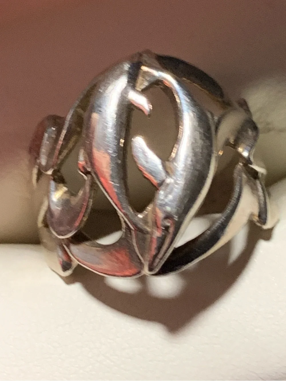Unique Whale & Dolphin Ring- Sterling 925, Carol Felley, Sz 10, Open Work Lg